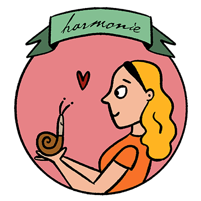 illustration d'une fille regardant avec tendresse un escargot dans sa main
